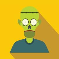 icono plano zombie con sombra vector