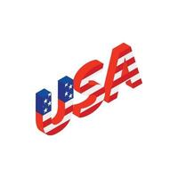 USA letters with american flag texture icon vector