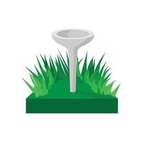 Golf tee on green grass cartoon icon vector