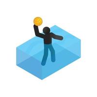 nadador jugando waterpolo icono isométrico 3d vector