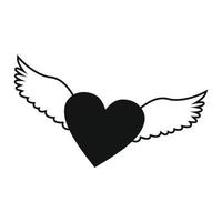 Heart with wings simple icon vector