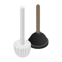 Plunger isometric 3d icon vector