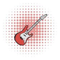 Red electric guitar comics icon vector