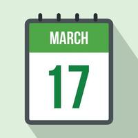 Calendar with St. Patricks Day date flat icon vector