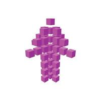 Purple arrow made of squares vector