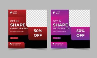 Fitness social media post banner free download vector