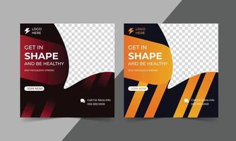 descarga gratuita de banner de publicación de redes sociales de fitness vector