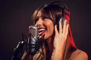 Woman Singer Recording A New Song photo