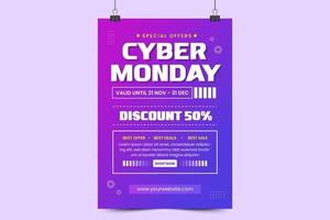 Cyber Monday poster or flyer design template is easy to customize vector