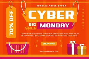 Cyber Monday background design template is easy to customize vector