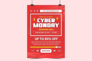 Cyber Monday poster or flyer design template is easy to customize vector