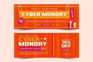 Cyber Monday facebook cover banner design template is easy to customize vector