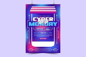 Cyber Monday poster or flyer design template is easy to customize vector