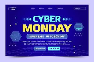 Cyber Monday landing page design template is easy to customize vector