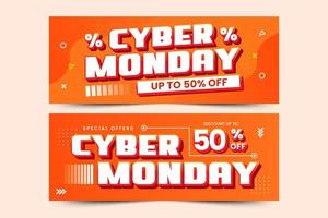 Cyber Monday facebook cover banner design template is easy to customize vector