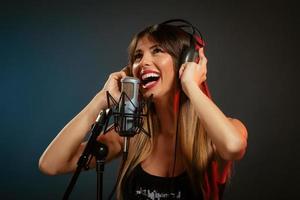 Woman Singer Recording A New Song photo