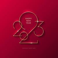 Golden 2023 New Year logo. Holiday greeting card. Vector illustration. Holiday design for flyer, greeting card, invitation, calendar, etc.