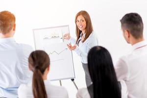 Businesswoman Pointing Flip Chart photo