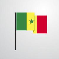 vector de diseño de bandera ondeante de senegal