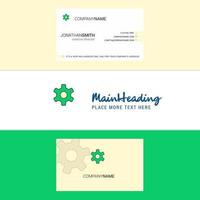 Beautiful Setting gear Logo and business card vertical Design Vector