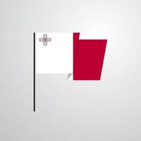 vector de diseño de bandera ondeante de malta