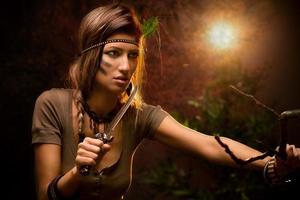 Warrior Woman With Combat Knife photo