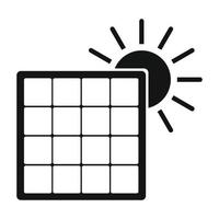 panel solar con sol icono simple vector