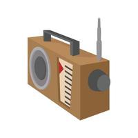 icono de receptor de radio, estilo de dibujos animados en blanco vector