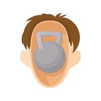 Head with kettlebell icon, cartoon style vector