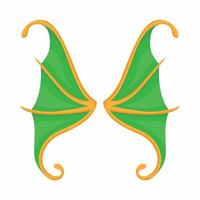 Green butterfly wings icon, cartoon style vector