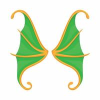 icono de alas de mariposa verde, estilo de dibujos animados vector