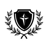 Shield with cross and a laurel wreath icon vector