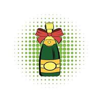 Bottle of champagne comics icon vector