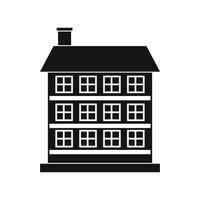 Three-storey house black simple icon vector