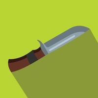 cuchillo de caza icono plano vector