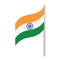 icono de la bandera de la india, estilo 3d isométrico vector