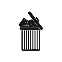 Trash can icon with envelopes icon, simple style vector