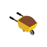 Wheelbarrow icon, isometric 3d style vector