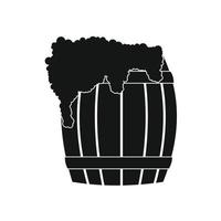 Wooden barrel of beer with froth icon simple style vector