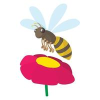 Bee icon, cartoon style vector