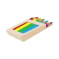 Box of colored pencils icon, cartoon style vector