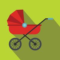 Red baby carriage flat icon vector