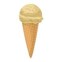 helado en un icono de cono de gofre, estilo de dibujos animados vector