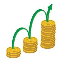 Finance growth icon, cartoon style vector