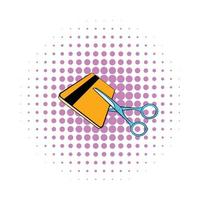 Scissors cut credit card icon, comics style vector