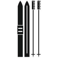 Skis with sticks icon, black simple style vector