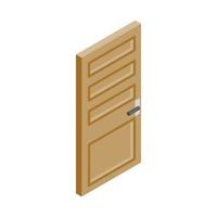 Wooden door icon, isometric 3d style vector