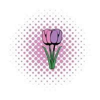 icono de comics de tulipán violeta vector