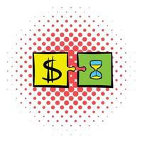 Time is money puzzle icon, comics style vector