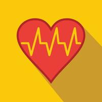 Heartbeat flat icon vector